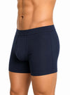 Navy Big Man's Cotton Boxer Brief, 100% Combed Cotton Underwear Side View