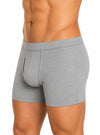 Human wearing gray Big Man's Cotton Boxer Brief, 100% Combed Cotton Underwear side view