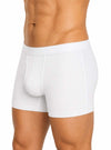 Human wearing white Big Man's Cotton Boxer Brief, 100% Combed Cotton Underwear side view