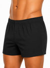 Man Wearing Black Big Man's Cotton Knit Boxer 2-Pack, 100% Combed Cotton Underwear 