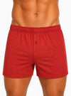 Man Wearing Red Big Man's Cotton Knit Boxer 2-Pack, 100% Combed Cotton Underwear 