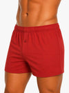 Man Wearing Red Big Man's Cotton Knit Boxer 2-Pack, 100% Combed Cotton Underwear 