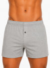 Man Wearing Gray  Big Man's Cotton Knit Boxer 2-Pack, 100% Combed Cotton Underwear 