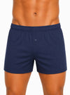 Man Wearing navy  Big Man's Cotton Knit Boxer 2-Pack, 100% Combed Cotton Underwear 