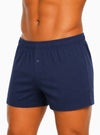 Man Wearing Navy Big Man's Cotton Knit Boxer 2-Pack, 100% Combed Cotton Underwear 