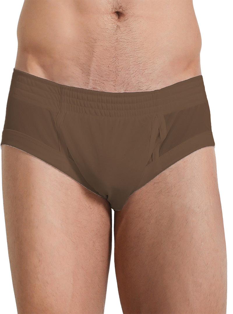 Nylon Tricot Brief- Left Side Fly