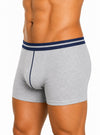 Man wearing gray Cotton Spandex Men's Boxer Brief 