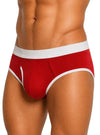 Red Jocky Brief, Fly Front Men's Brief Side