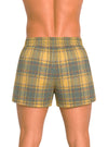 Man Wearing Player's Big Man's Plaid Boxer on White Background Back