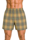 Man Wearing Player's Big Man's Plaid Boxer on White Background Front