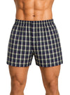 Man Wearing Player's Big Man's Plaid Boxer on White Background Front