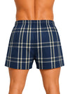 Man Wearing Player's Big Man's Plaid Boxer on White Background Back