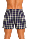 Man Wearing Player's Big Man's Plaid Boxer on White Background Back