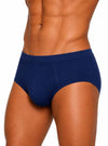 man wearing Navy Sports Brief, Men's Combed Cotton Underwear on a white background