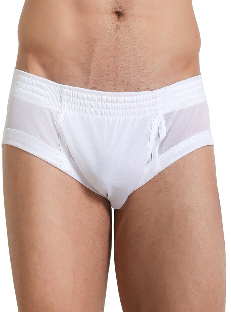 Nylon Tricot Brief- Left Side Fly
